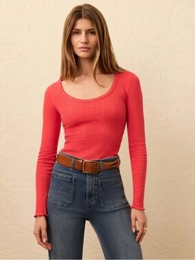 NWT Faherty Paradise Pointelle Scoop Neck - Tomato